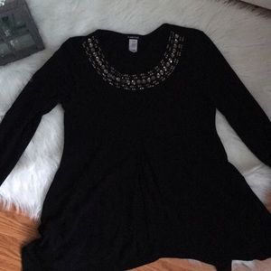 Black Sweater with Detail Around Neck